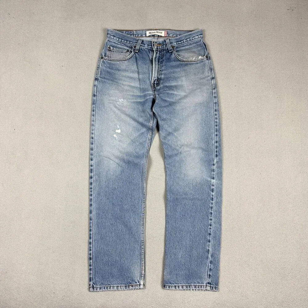 Levis 505 Jeans 32x32 Men's Regular Fit Light Wash Distressed Faded Denim
